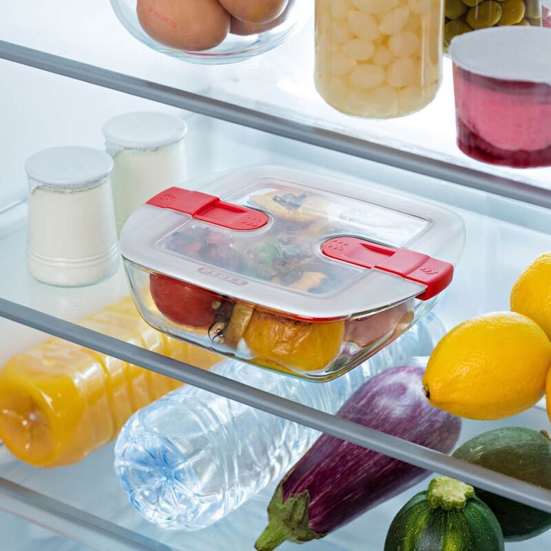 Pyrex Cook & Heat oppbevaringsboks 2,2L rød/klar