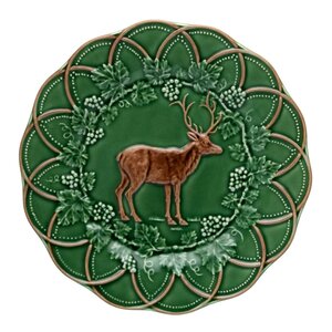Bordallo Pinheiro Wood tallerken 24 cm hjort grønn/brun