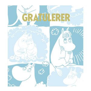 Moomin Mummi dobbeltkort 7,5x7,5 cm Gratulerer blå