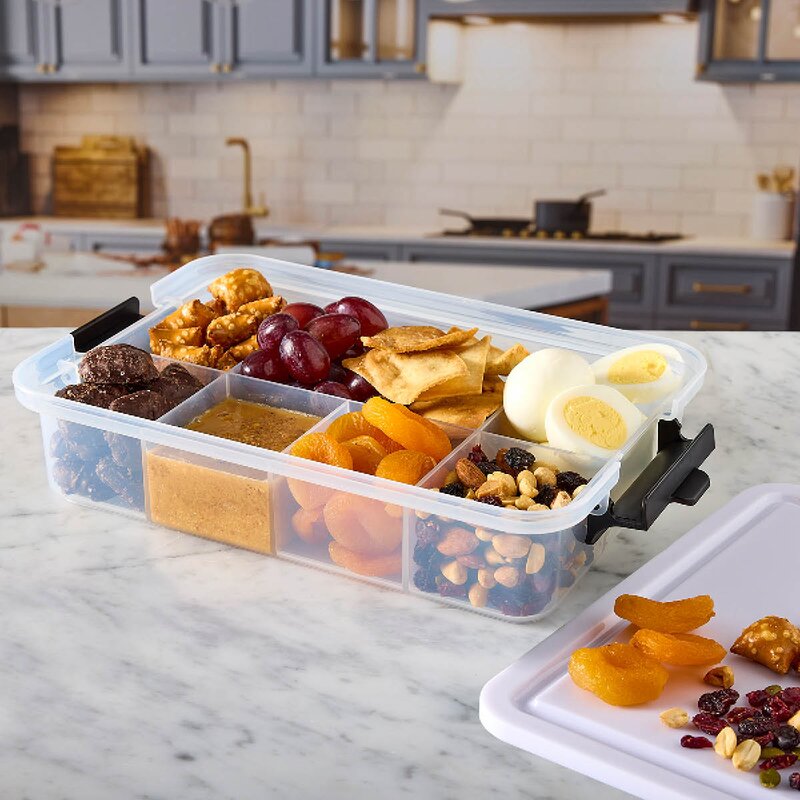 Farberware Snacklebox med 7 rom og plastbrett 20x33 cm hvit