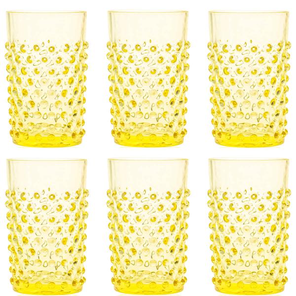 Klimchi – Hobnail glass 20 cl 6 stk citrine