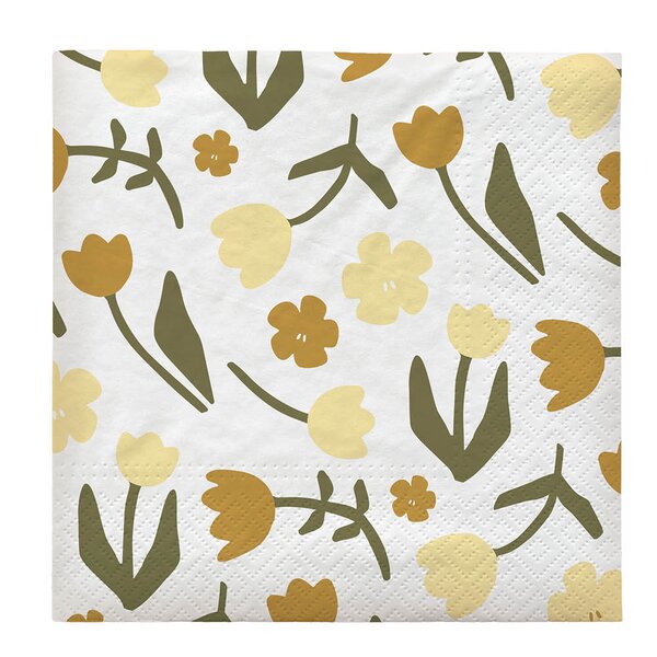 Broste Copenhagen Rosita serviett 33x33 cm hvit/gul