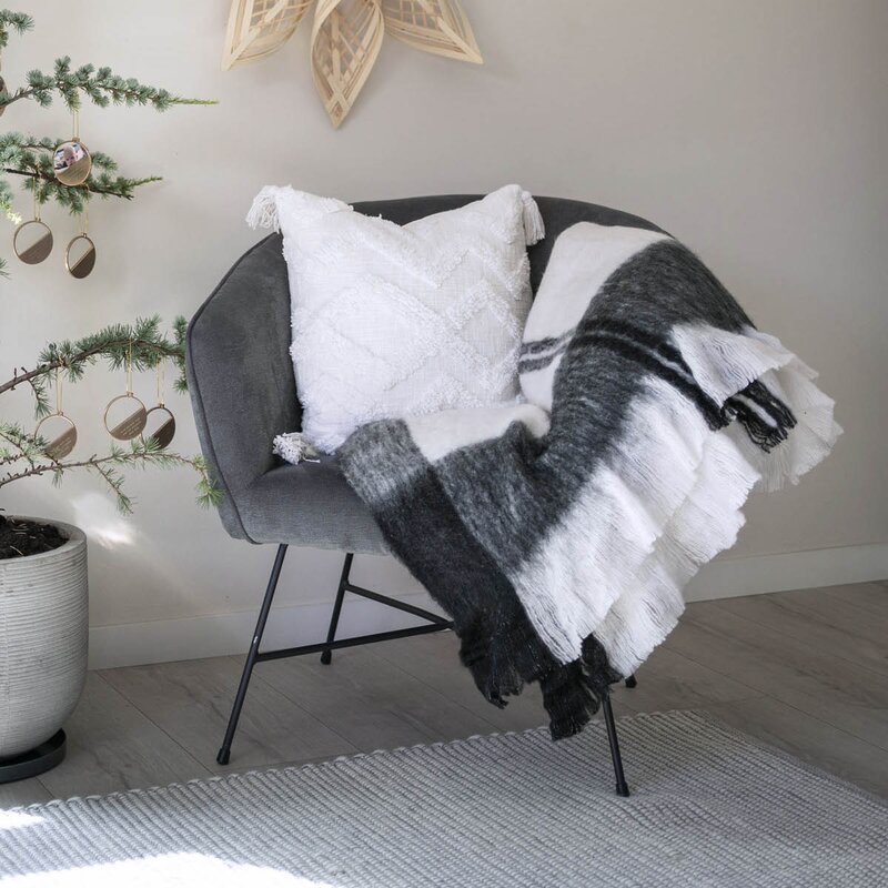 Pictureit Pledd ullmix 200x140 cm svart/hvit
