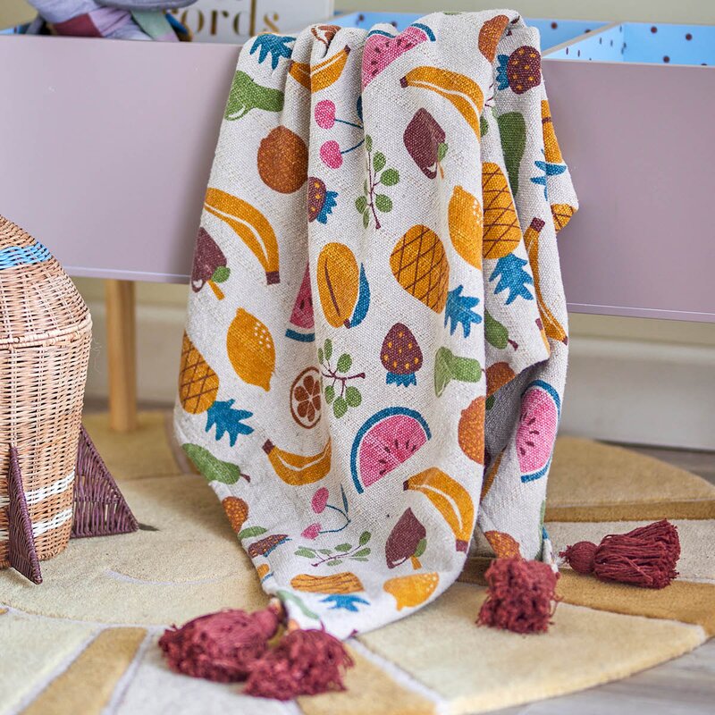 Bloomingville MINI Fruitta pledd 160x130 cm frukt