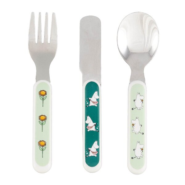 Rätt Start Mummi barnebestikk 3 deler Eng grønn