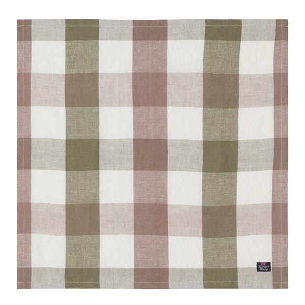 Lexington – Rutete serviett lin/bomull 50×50 cm oliven/hvit/brun