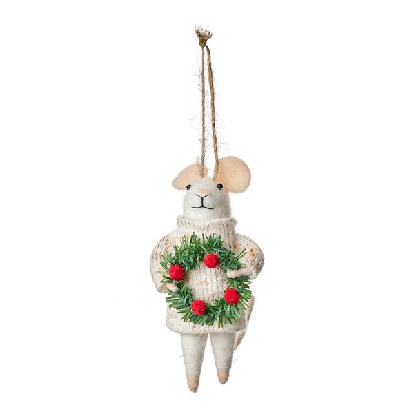 Holmen Walter juleornament mus 12 cm kremhvit