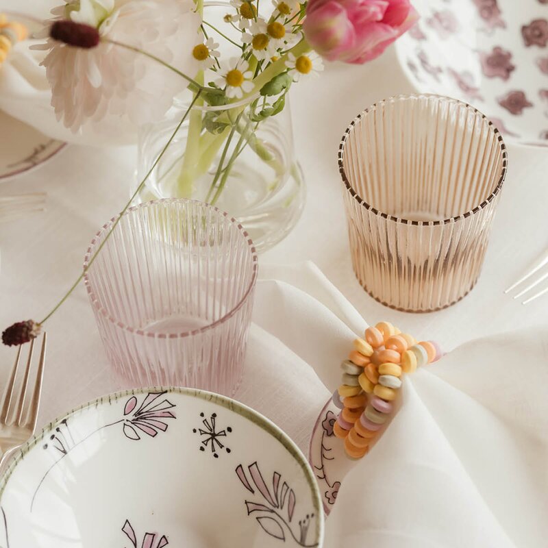 Paveau Ribbed Elegance glass Pink 25 cl rosa