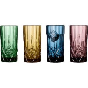 Lyngby Glas Sorrento highball 38 cl 4 stk assorterte farger