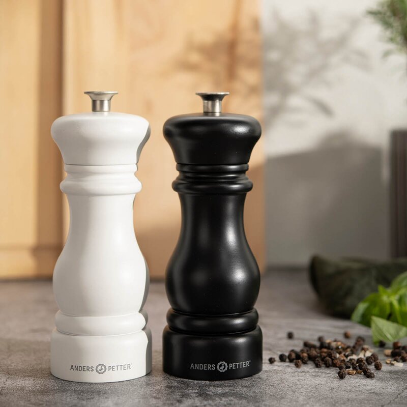 Anders Petter Classic salt- og pepperkvern 16,5 cm 2 stk bøk/svart/hvit