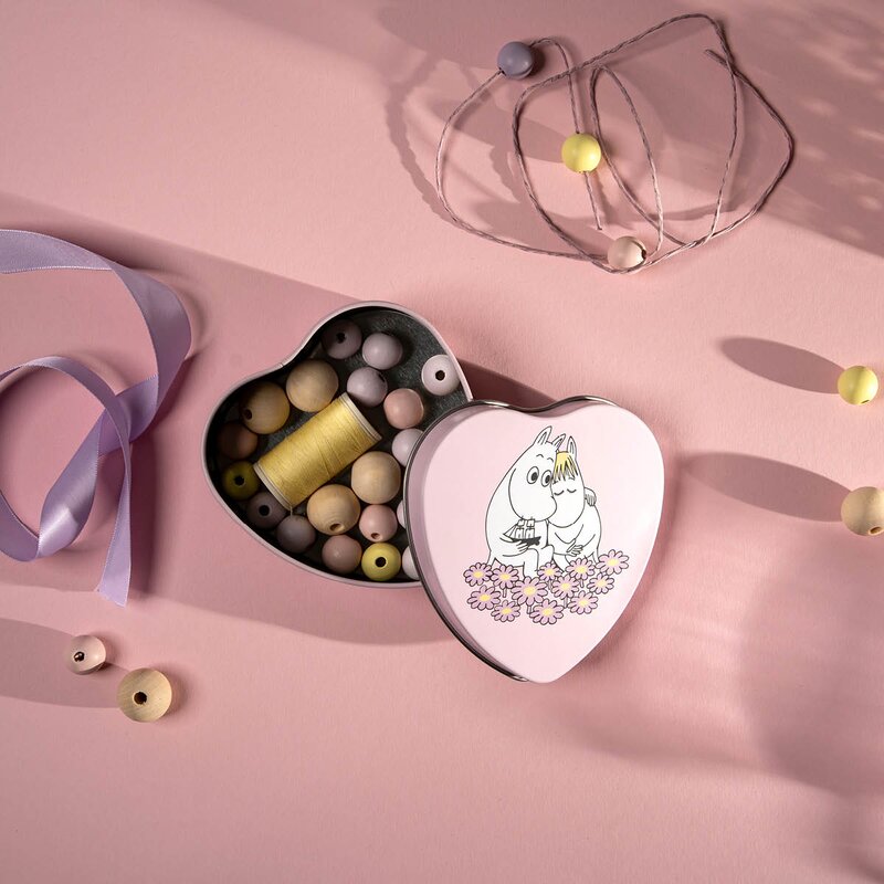 Muurla Mummi metallboks hjerteformet Sammen 10x10 cm rosa