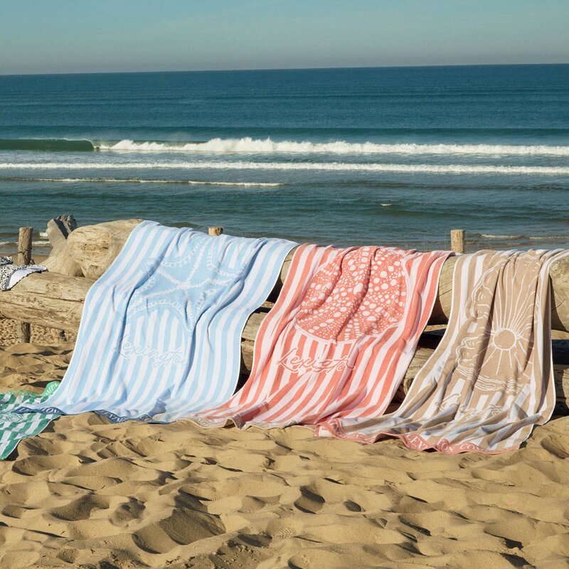 Lexington Strandhåndkle 180x100 cm velur/frotté blå/hvit