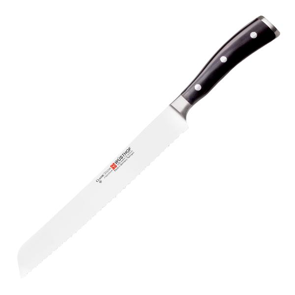 Wüsthof Classic Ikon brødkniv 23 cm dobbelttannet svart