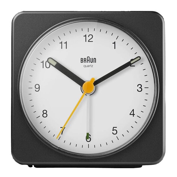 Braun Vekkerklokke analog 7,8 cm svart/hvit