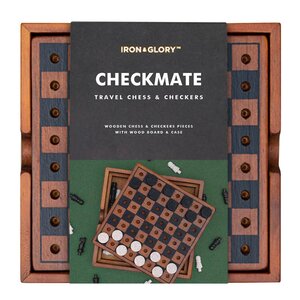 Iron & Glory Sjakk og dam 14x14 cm tre