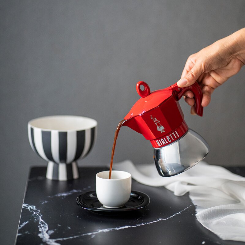 Bialetti Exclusive espressokanne 2 kopper 10 cl rød
