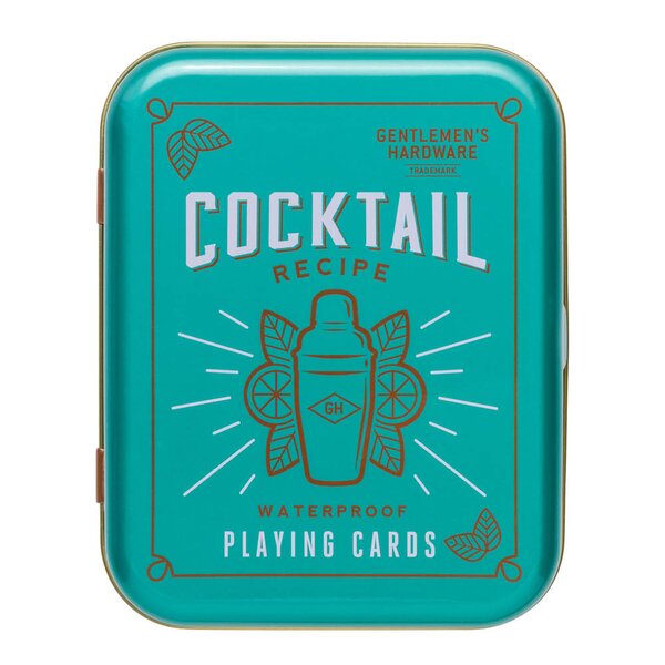 Gentlemen-s Hardware Kortstokk vannfast med etui Cocktail