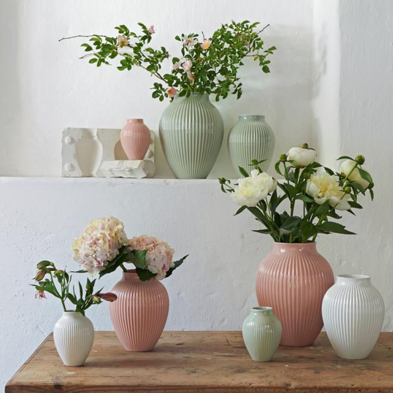 Knabstrup Keramik Vase riller 12,5 cm rosa