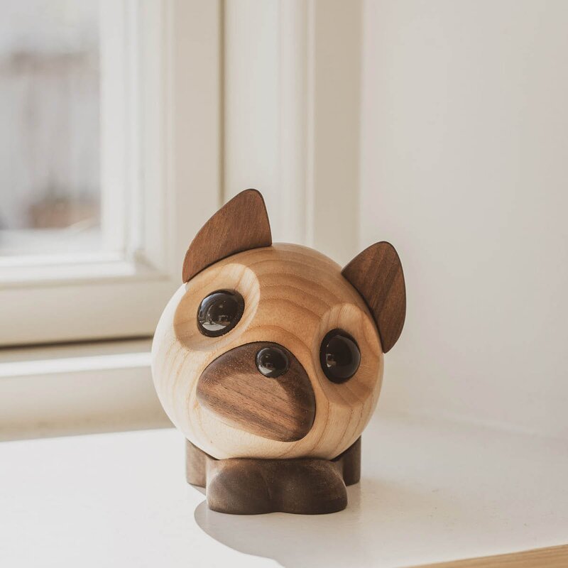FableWood Benny fransk bulldog trefigur 10 cm ask/valnøtt