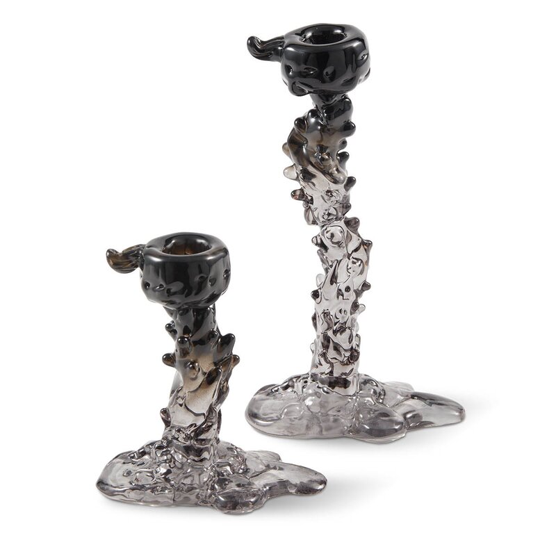 Pols Potten Drip lysestake i glass S 14 cm svart