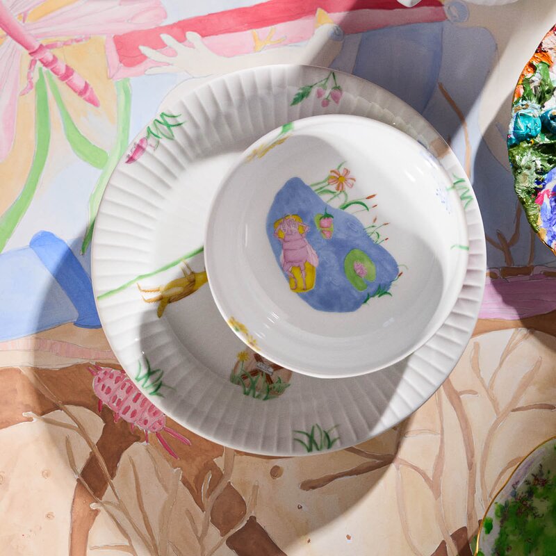 Kähler Hammershøi Kids sett med krus/tallerken og skål hvit m/deko