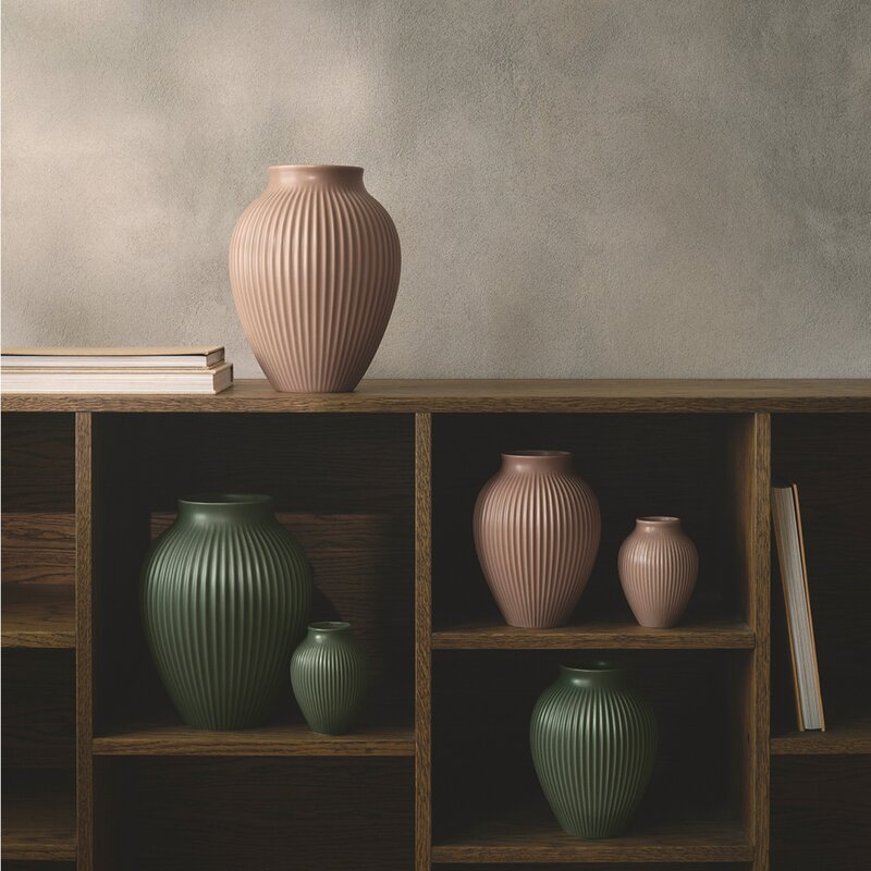 Knabstrup Keramik Ripple vase 27 cm matt celadon green