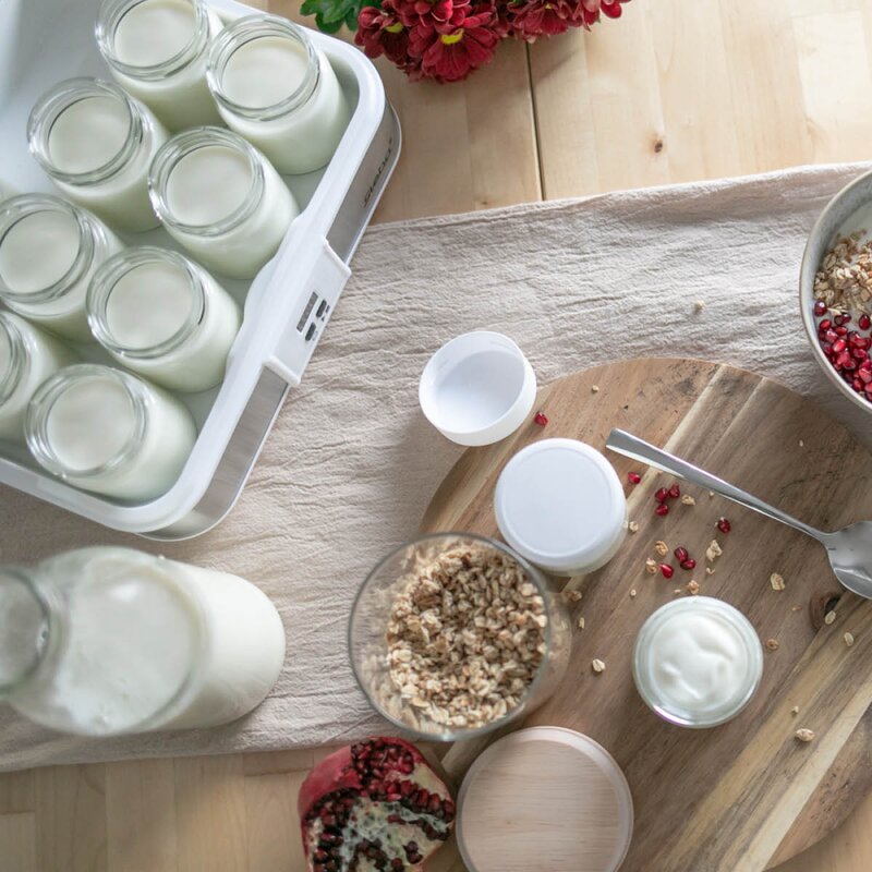 Steba Yoghurtmaskin JM2 2,5L med glassbeholder 12 stk rustfritt stål/hvit