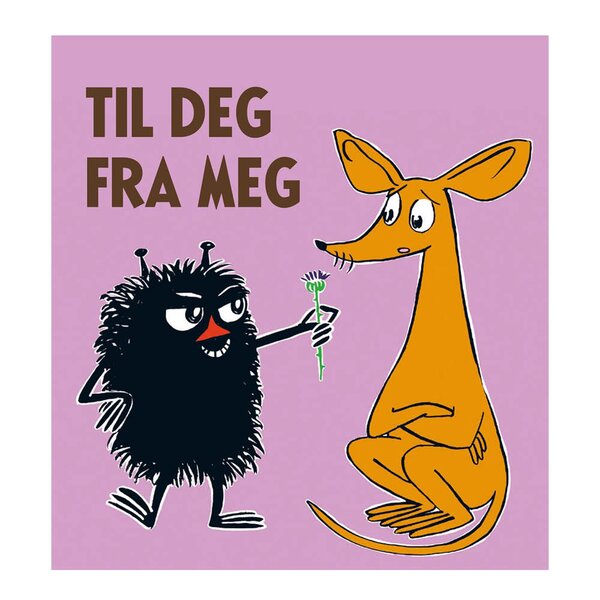 Moomin Mummi kort dobbelt 7,5x7,5 cm Til deg fra meg lilla
