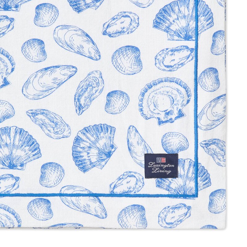 Lexington Duk 180x180 cm bomull skallprintet hvit/blå