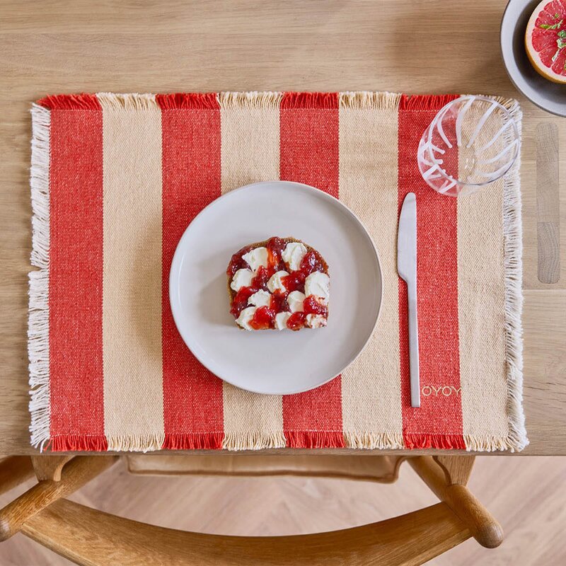 OYOY Toppu bordbrikke 48x36 cm 2 stk red/offwhite