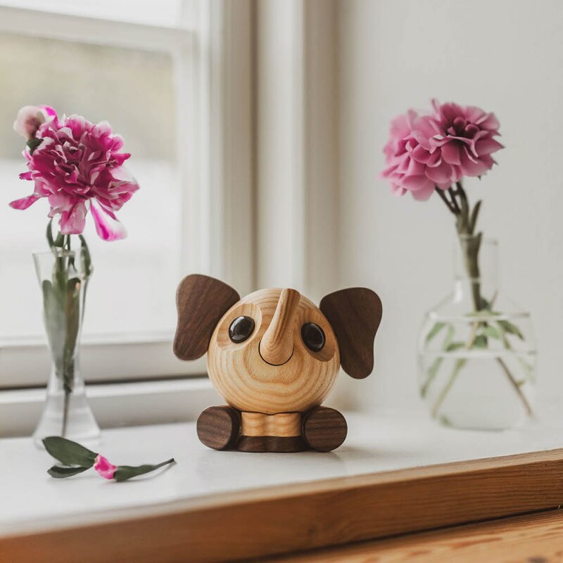 FableWood Flora elefant trefigur 10 cm valnøtt/ask