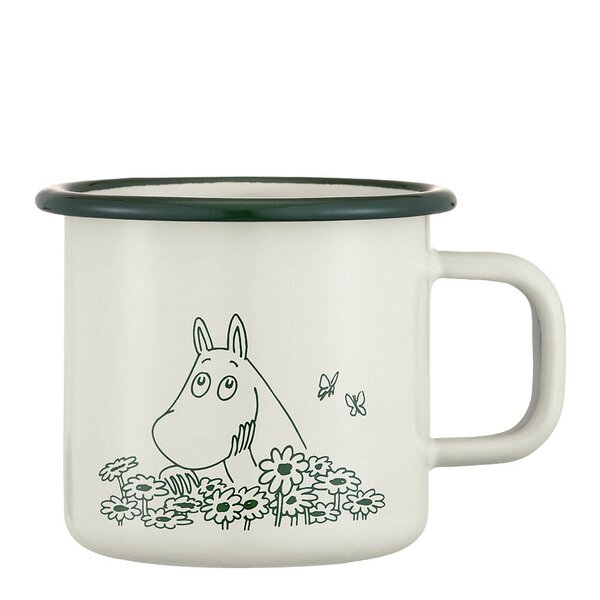 Muurla Mummi emaljekopp Sommerflørt 37 cl hvit