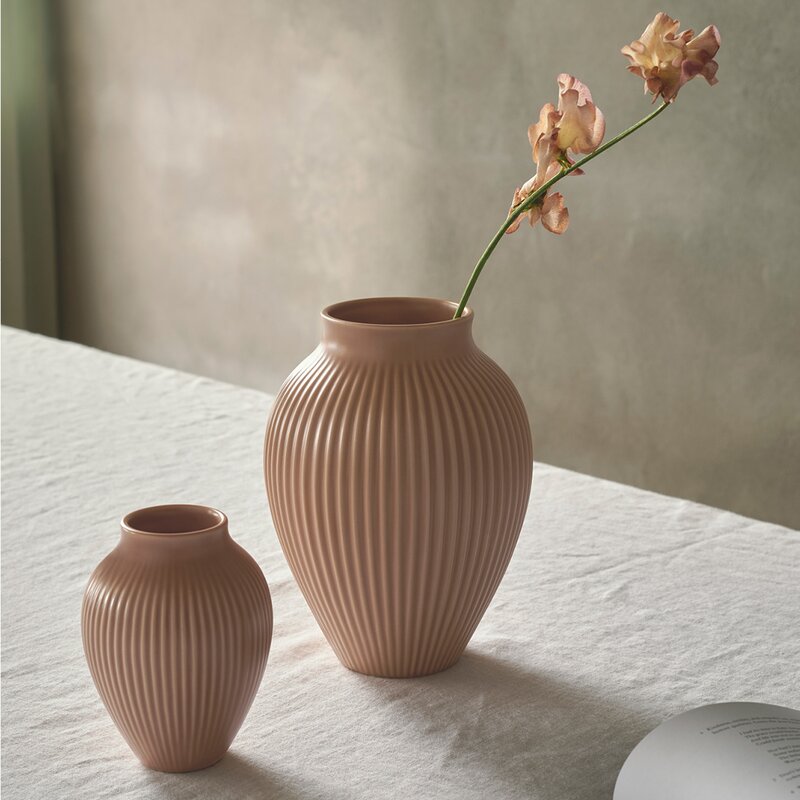Knabstrup Keramik Ripple vase 20 cm matt dusty rose