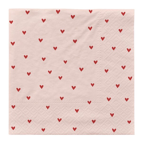 Broste Copenhagen Amor serviett 33x33 cm 20 stk soft pink/red