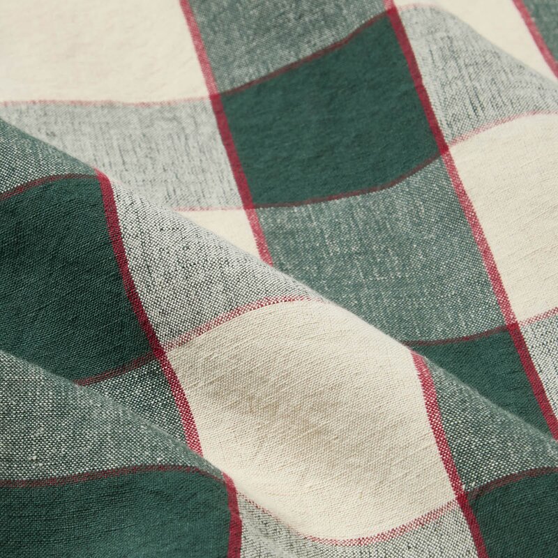 Lexington Rutete duk i lin/bomull 150x350 cm grønn/lysbeige/rø
