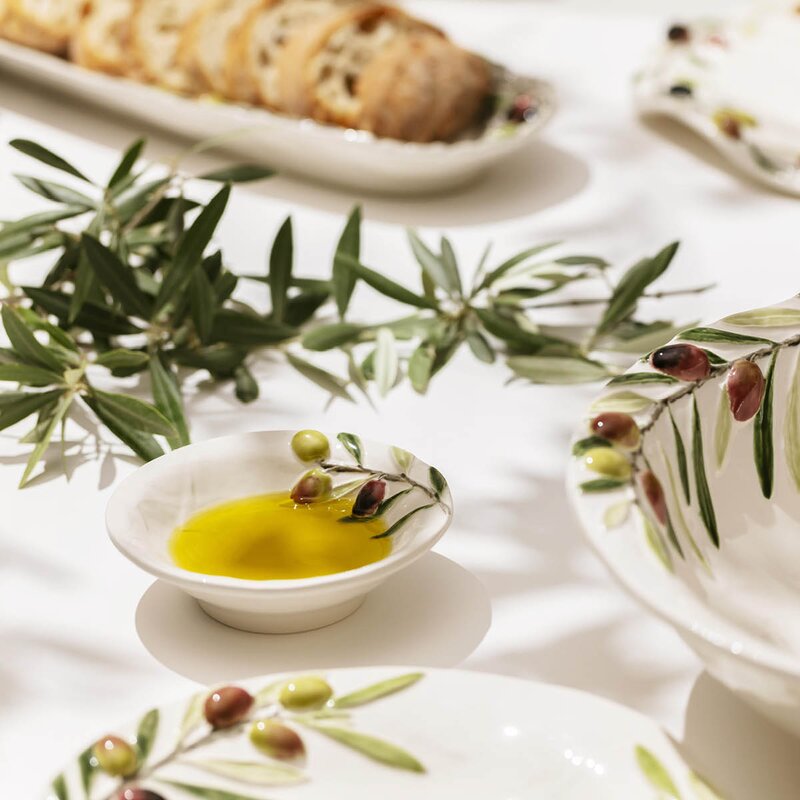 Bordallo Pinheiro Olival skål lav 12,5 cm oliven hvit