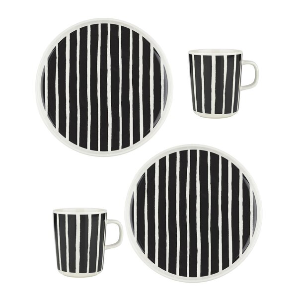 Marimekko – Piccolo frokostsett 4 deler hvit/svart