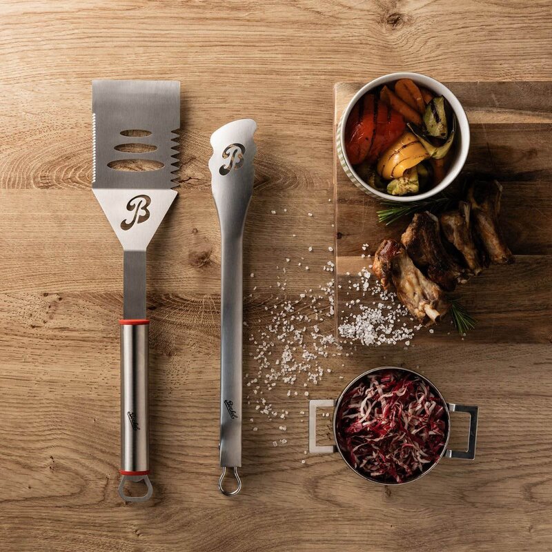 Berkel BBQ sett med stekespade og tang i rustfritt stål 44 cm