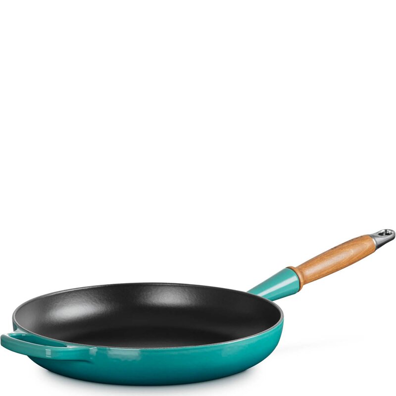 Le Creuset Signature stekepanne med trehåndtak 28 cm Bleu Riviera