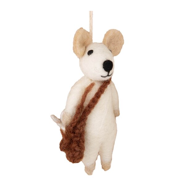 Holmen Mons juleornament mus 10 cm ull/brun