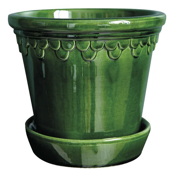 Bergs Potter – Københavner blomsterpotte med fat 10 cm emerald green