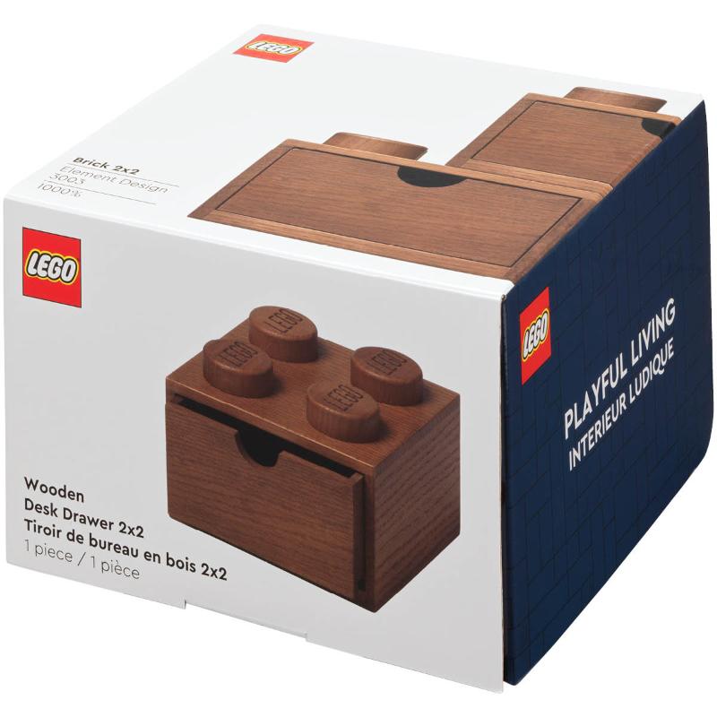 Lego Wooden collection LEGO® 2x2 skrivebordskuff mørkbeiset eik