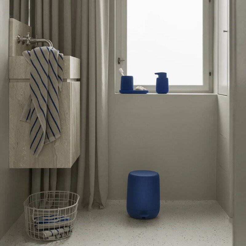 Blomus Arto badehåndkle 140x70 cm beige/blå tynne striper