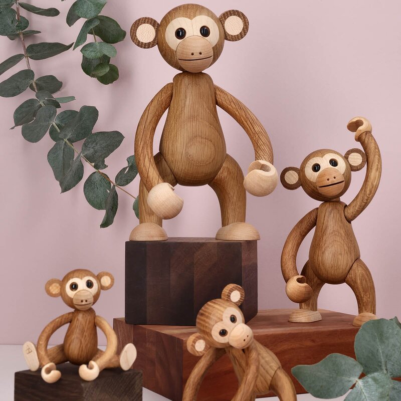 Spring Copenhagen Funky Monkey trefigur 21 cm eik