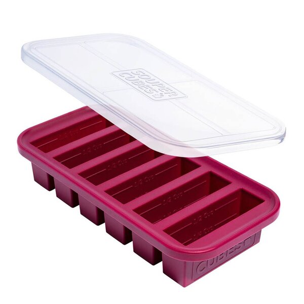 Souper Cubes Matoppbevaring m/lokk silikon half-cup 6x125 ml cranberry