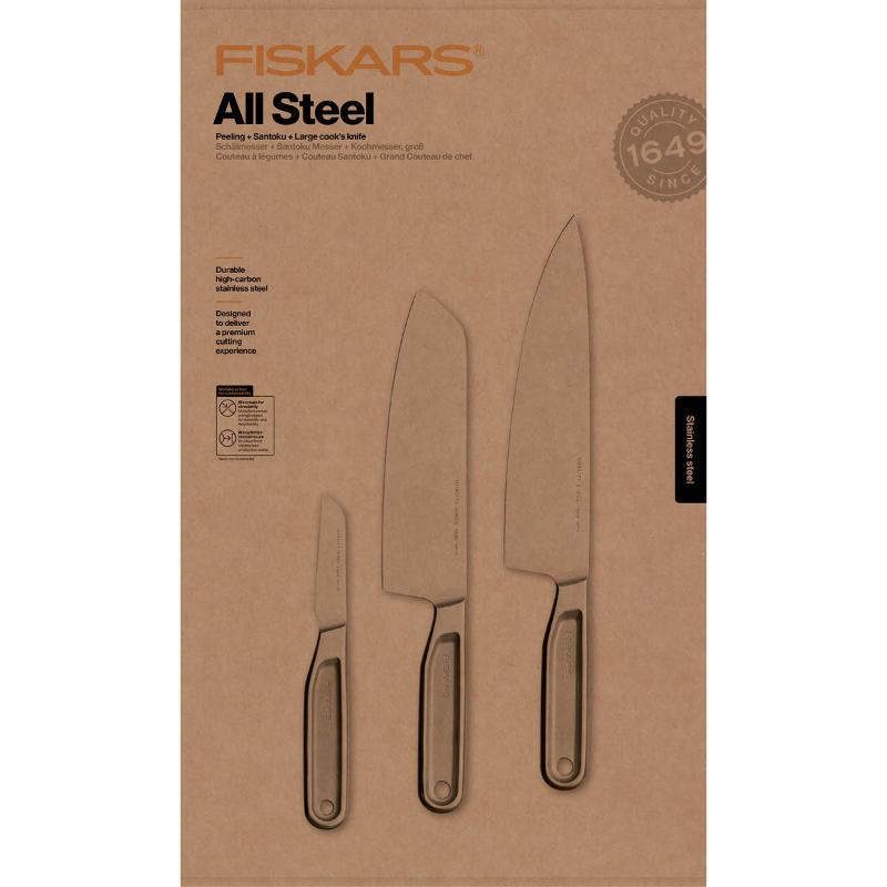 Fiskars All Steel knivsett kokkesett 3 deler