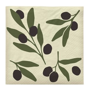 Broste Copenhagen Olive serviett 33x33 cm 20 stk svart/grønn