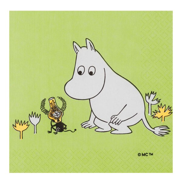 MoominArabia Mummi serviett 33x33 cm 20 stk Mummitrollet grønn