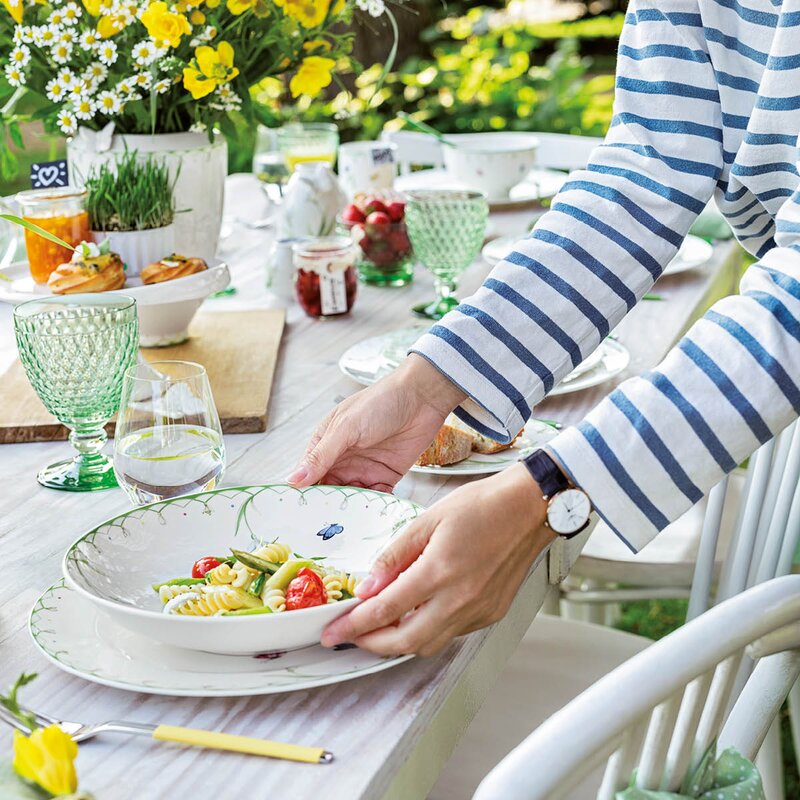 Villeroy & Boch Colourful Spring flat skål 24 cm hvit/grønn