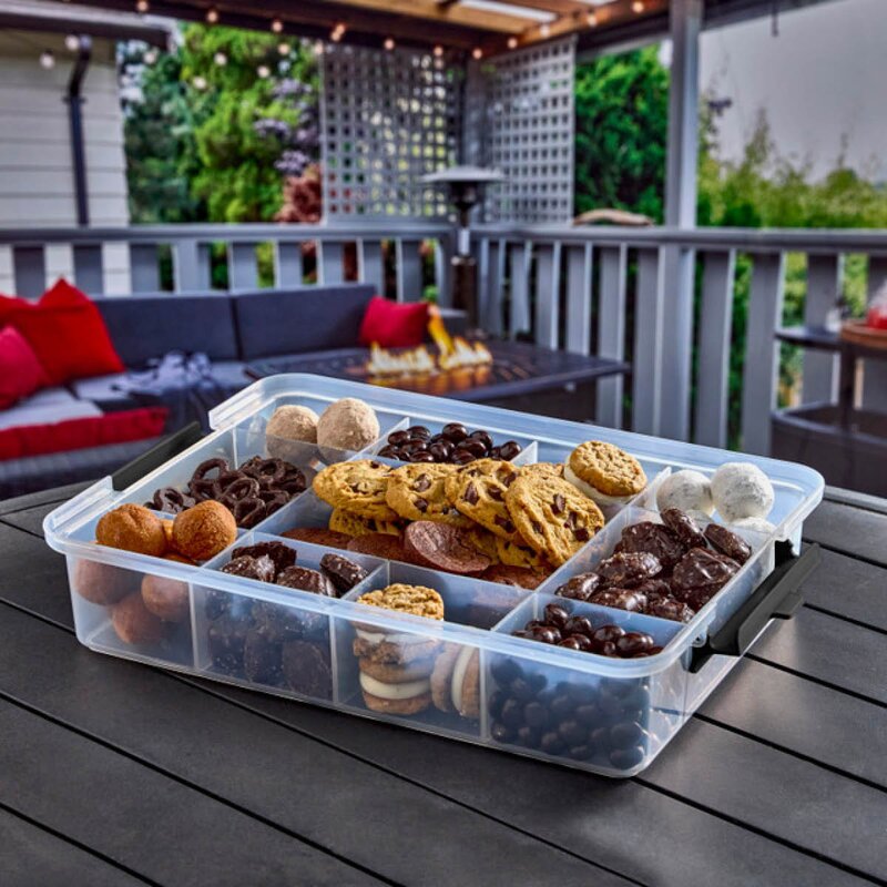 Farberware Snacklebox med 11 rom og plastbrett 30x40,5 cm hvit